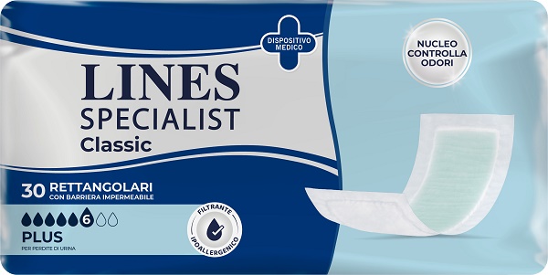 PANNOLONE LINES SPECIALIST CLASSIC RETTANGOLARE CON BARRIERA 30 PEZZI - Farmafamily.it