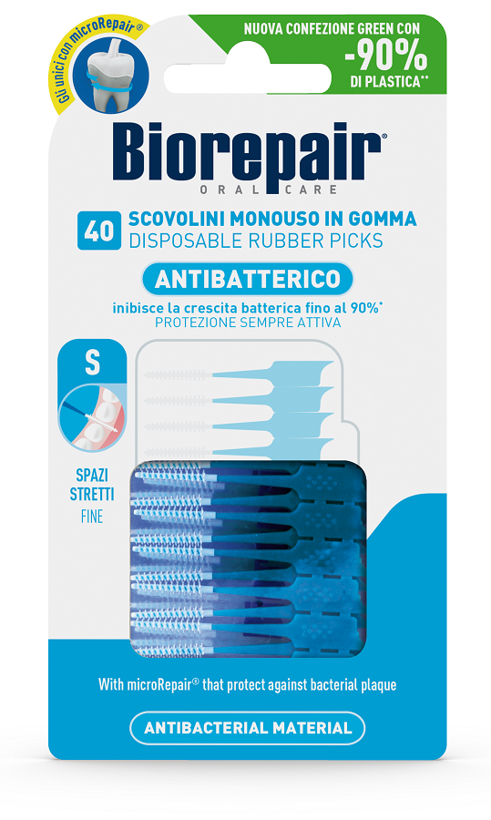 BIOREPAIR ORAL CARE ANTIBATTERICO SCOVOLINI MONOUSO IN GOMMA SPAZI STRETTI 40 PEZZI - Farmafamily.it