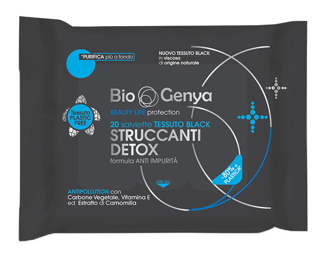 BIOGENYA BEAUTY LIFE PROTECTION 20 SALVIETTE TESSUTO BLACK STRUCCANTI DETOX - Farmafamily.it