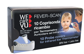 COPPELLE RICAMBIO PER TERMOMETRO INFRAROSSI WECAREYU FEVER-SCAN 10 PEZZI - Farmafamily.it