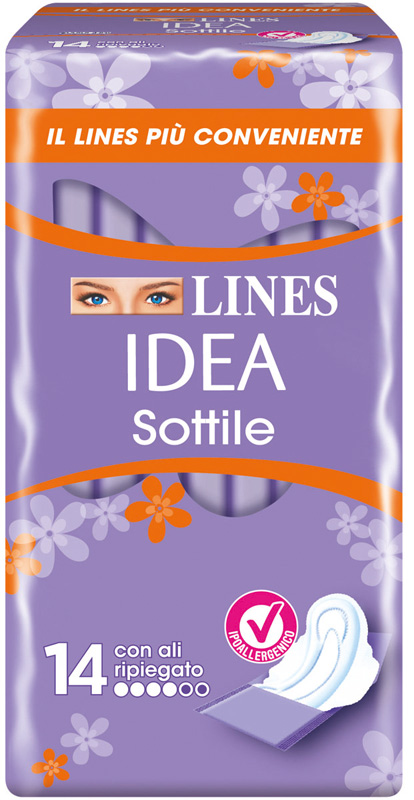 LINES IDEA ASSORBENTE SOTTILE RIPIEGATO CON ALI 14 PEZZI - Farmafamily.it