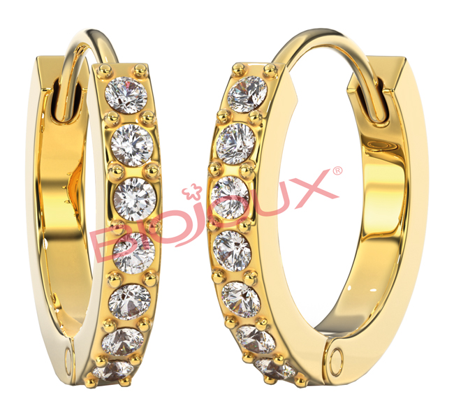 BJT991 ORECCHINI CRYSTAL HOOP GOLD PLATED - Farmafamily.it