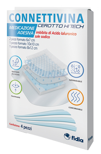 CEROTTO CONNETTIVINA HITECH 4 MISURE MISTE 2 PEZZI 6 X 7 CM + 1 PEZZO 10 X 10 CM + 1 PEZZO 8 X 12 CM - Farmafamily.it