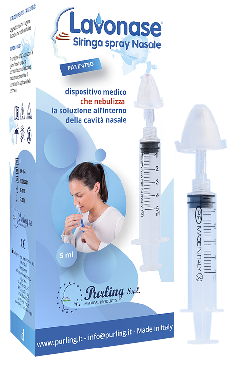 LAVONASE SIRINGA SPRAY NASALE NON STERILE 5 ML LUER-LOCK CON CAPPUCCIO + UGELLO NASALE CON RACCORDO LUER-LOCK + PERFORATORE CON VALVOLA NON RITORNO CON TAPPO - Farmafamily.it