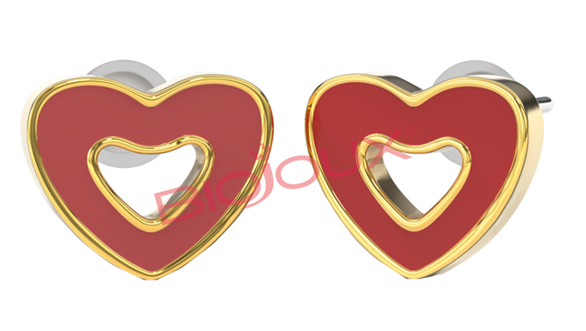 ORECCHINO STERILE BJT715 GP RED HEART - Farmafamily.it