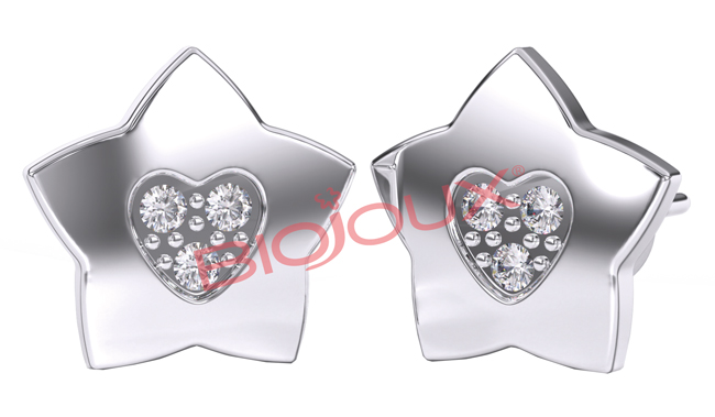 ORECCHINO STERILE BJT716 STS STAR/HEART - Farmafamily.it