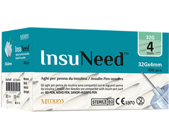 AGO PENNA SOMMINISTRAZIONE INSULINA INSUNEED GAUGE 32 4MM 100 PEZZI - Farmafamily.it