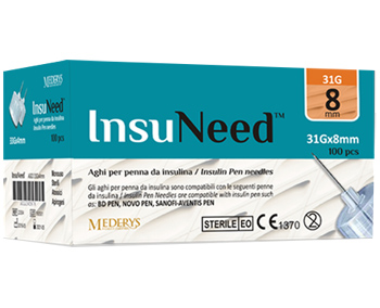 AGO PENNA SOMMINISTRAZIONE INSULINA INSUNEED GAUGE 31 8MM 100 PEZZI - Farmafamily.it
