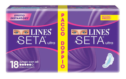 LINES SETA ULTRA ASSORBENTE LUNGO CON ALI 18 PEZZI - Farmafamily.it