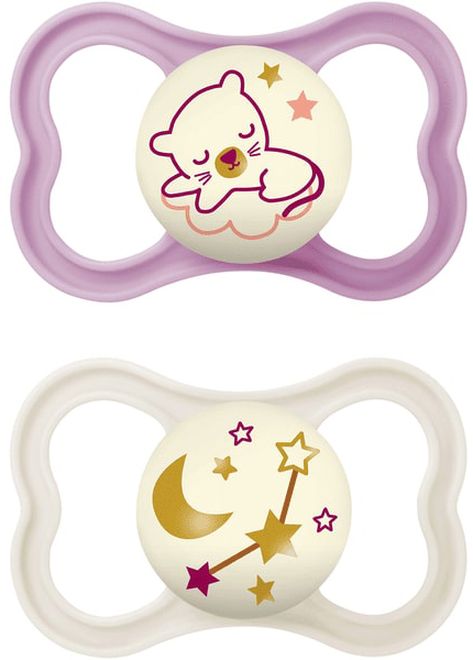 MAM AIR NIGHT SUCCHIETTO 16+ MESI SILICONE FEMMINA 2 PEZZI - Farmafamily.it