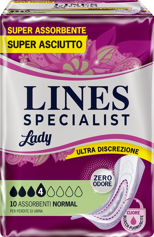 PANNOLONE SAGOMATO LINES SPECIALIST NORMAL 10 PEZZI - Farmafamily.it