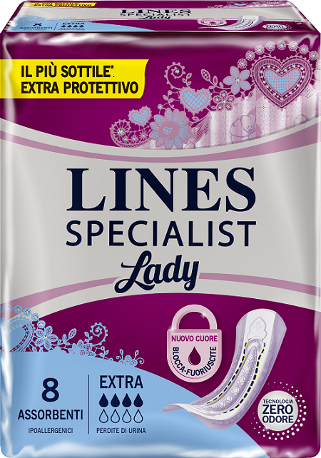 ASSORBENTI LINES SPECIALIST LADY EXTRA IPOALLERGENICI 8 PEZZI - Farmafamily.it