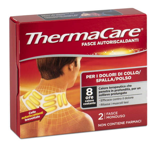 FASCE AUTORISCALDANTI A CALORE TERAPEUTICO THERMACARE COLLO/SPALLA/POLSO 2 PEZZI - Farmafamily.it