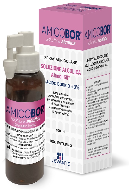 SOLUZIONE ALCOLICA PER IRRIGAZIONE DELL'ORECCHIO AMICOBOR 100 ML - Farmafamily.it