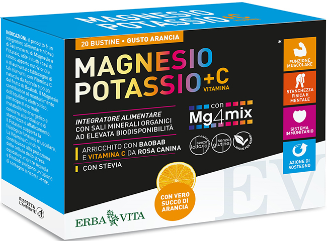 MAGNESIO POTASSIO +C VITAMINA GUSTO ARANCIA 20 BUSTINE DA 3,8 G - Farmafamily.it