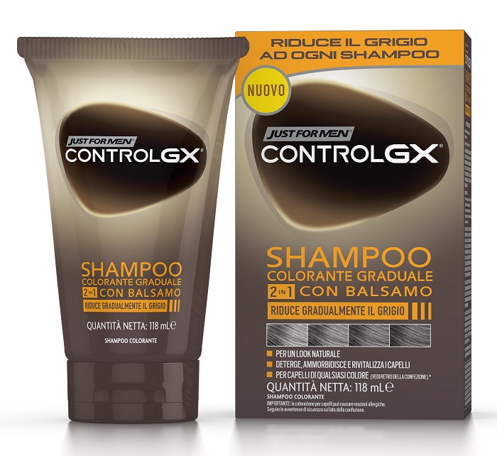 JUST FOR MEN CONTROL GX SHAMPOO COLORANTE GRADUALE 2 IN 1 CON BALSAMO 150 ML - Farmafamily.it