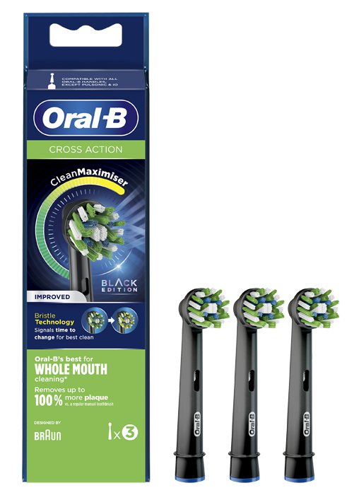 ORALB CROSS ACTION BLACK EB50 TESTINE PER SPAZZOLINO ELETTRICO 3 PEZZI - Farmafamily.it