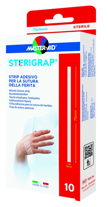 MASTER-AID STERIGRAP STRIP ADESIVO SUTURA FERITE 75X3 MM 10 PEZZI - Farmafamily.it