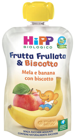 HIPP BIO FRUTTA FRULLATA&BISCOTTO MELA BANANA BISCOTTO 90 G - Farmafamily.it