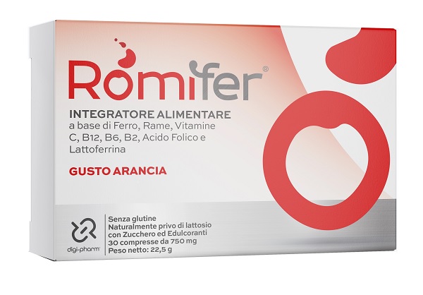 ROMIFER 30 COMPRESSE MASTICABILI 750 MG GUSTO ARANCIA SENZA GLUTINE NATURALMENTE PRIVO DI LATTOSIO CON ZUCCHERI ED EDULCORANTI - Farmafamily.it
