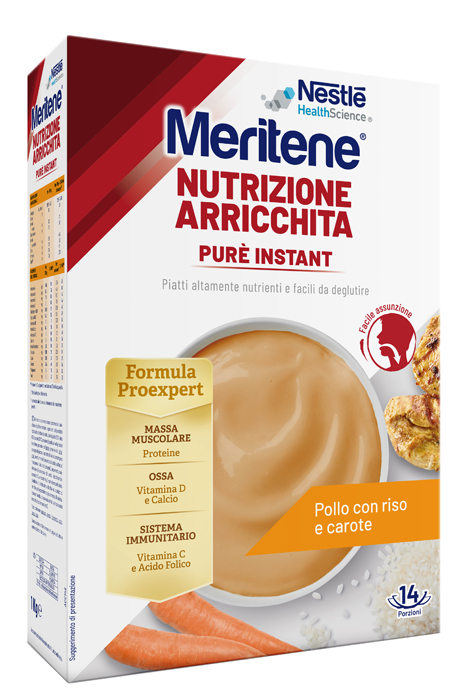 MERITENE PURE' INSTANT POLLO CON RISO E CAROTE 1 KG - Farmafamily.it