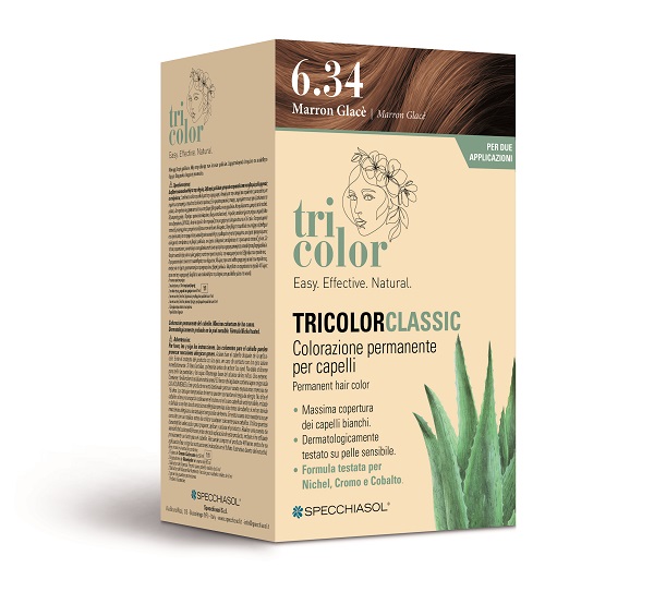 TRICOLOR CLASSIC 6,34 MARRON GLACE' 2 TUBI 50 ML + 2 SHAKER 50 ML + 4 BUSTINE 8 ML - Farmafamily.it