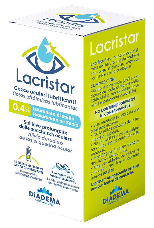 LACRISTAR GOCCE OCULARI LUBRIFICANTI 0,4% IALURONATO DI SODIO MULTIDOSE 10 ML - Farmafamily.it