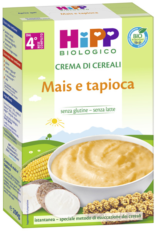 HIPP BIO CREMA CEREALI MAIS/TAPIOCA 200 G - Farmafamily.it