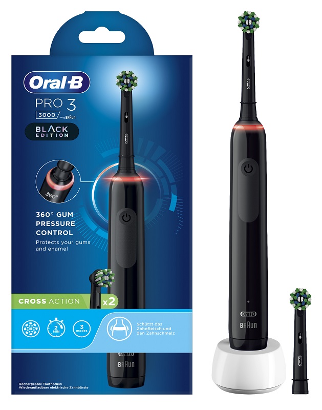 ORAL-B PRO 3 BLACK SPAZZOLINO ELETTRICO + 2 REFILL - Farmafamily.it