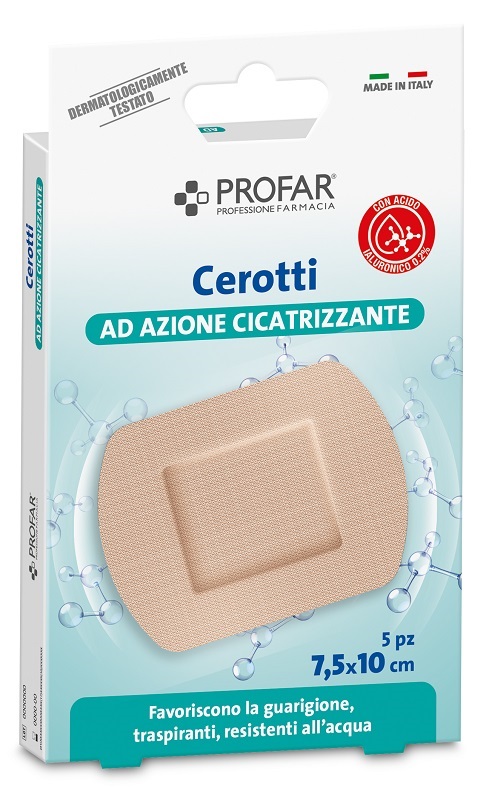 CEROTTO ACIDO IALURONICO AZIONE CICATRIZZANTE PROFAR 7,5X10 CM 5 PEZZI - Farmafamily.it