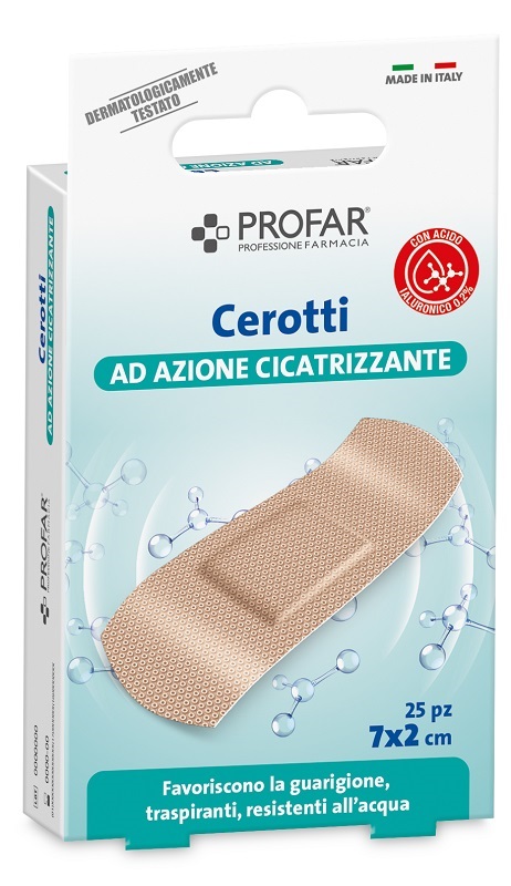 CEROTTO ACIDO IALURONICO AZIONE CICATRIZZANTE PROFAR 7X2 CM 25 PEZZI - Farmafamily.it