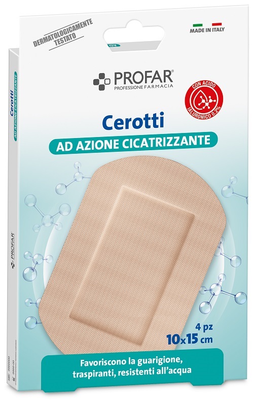 CEROTTO ACIDO IALURONICO AZIONE CICATRIZZANTE PROFAR 10X15 CM 4 PEZZI - Farmafamily.it