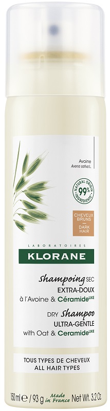 KLORANE SHAMPOO SECCO EXTRA DELICATO AVENA&CERAMIDE CAPELLI SCURI 150 ML - Farmafamily.it