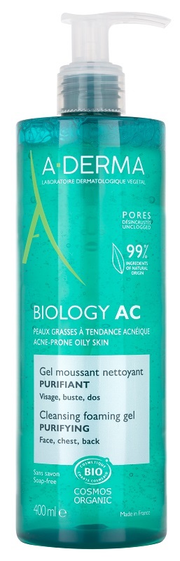 ADERMA BIOLOGY AC GEL DETERGENTE SCHIUMOGENO PURIFICANTE 400 ML - Farmafamily.it