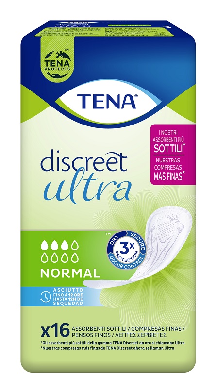 PANNOLONE SAGOMATO TENA DISCREET ULTRA NORMAL 16 PEZZI - Farmafamily.it