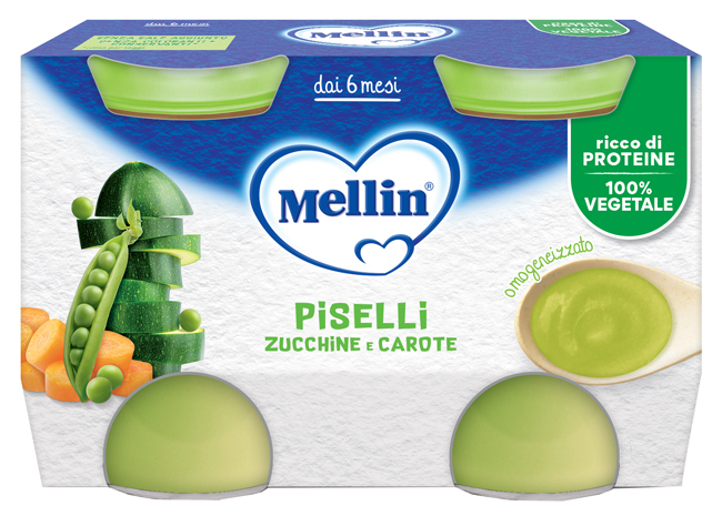 MELLIN OMOGENEIZZATO PISELLI E CAROTE 2 PEZZI DA 130 G - Farmafamily.it