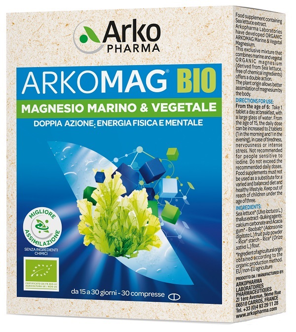 ARKOMAG BIO MAGNESIO MARINO & VEGETALE 30 COMPRESSE - Farmafamily.it