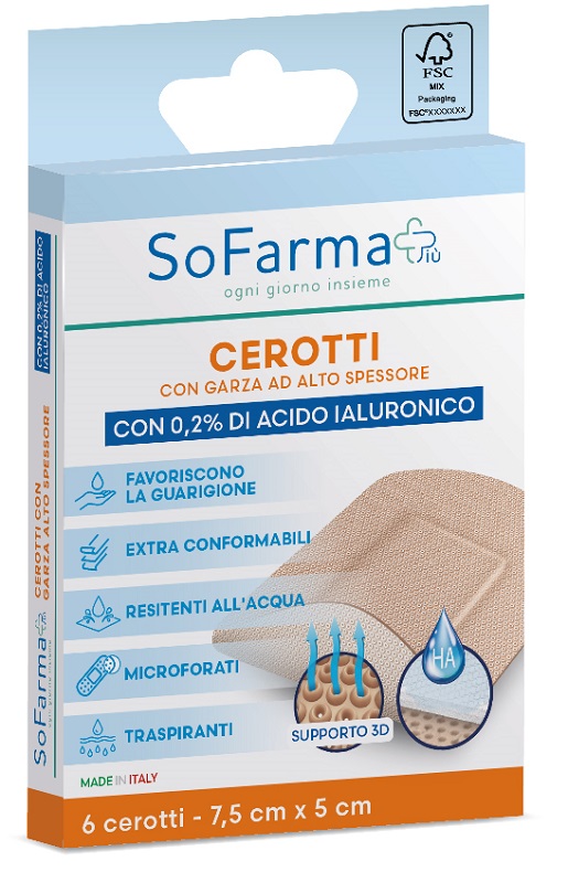CEROTTO CICATRIZZANTE 7,5X5 CM 6 PEZZI SOFARMAPIU' - Farmafamily.it