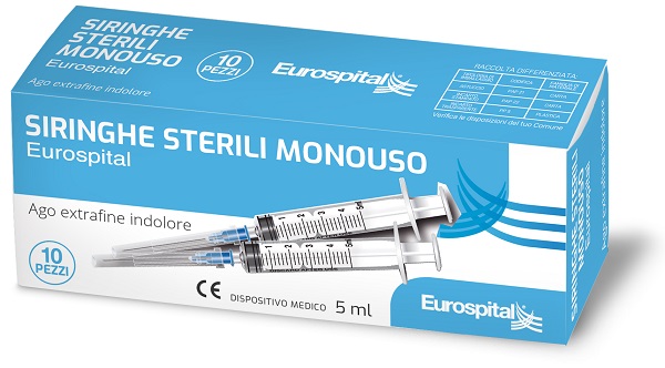 SIRINGA STERILE MONOUSO EUROSPITAL 5 ML 10 PEZZI - Farmafamily.it