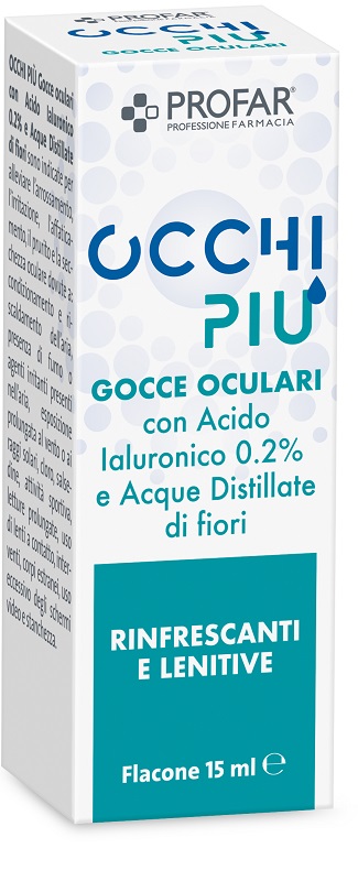 GOCCE OCULARI PROFAR OCCHIPIU' ACIDO IALURONICO 0,2% E ACQUE DISTILLATE DI FIORI 15 ML - Farmafamily.it