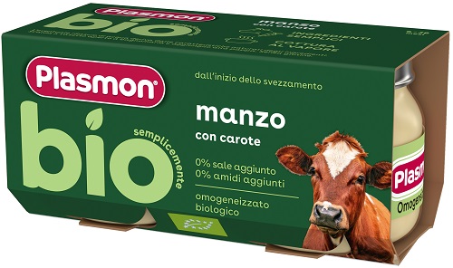 PLASMON BIO OMOGENEIZZATO MANZO CON CAROTE 2 PEZZI - Farmafamily.it
