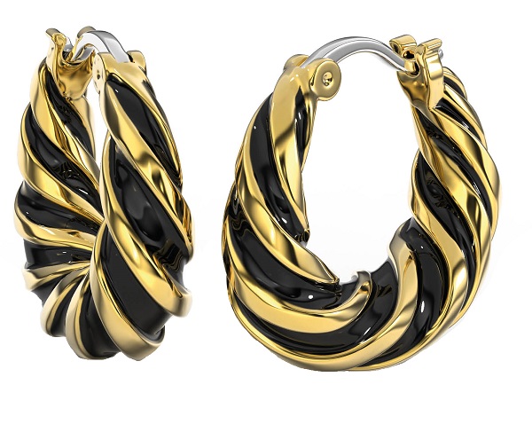 BJT365 ORECCHINO ALARA BLACK GOLD PLATED - Farmafamily.it