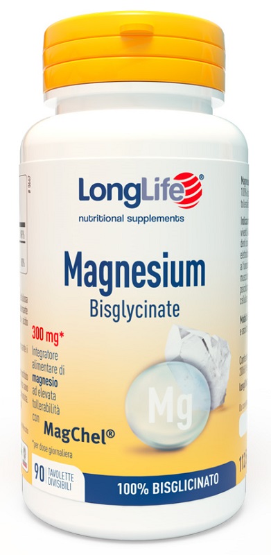 LONGLIFE MAGNESIUM BISGLYCINATE 90 TAVOLETTE DIVISIBILI SENZA GLUTINE - Farmafamily.it
