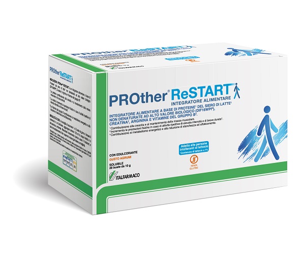 PROTHER RESTART 28 BUSTINE AGRUMI CON EDULCORANTE SENZA GLUTINE - Farmafamily.it