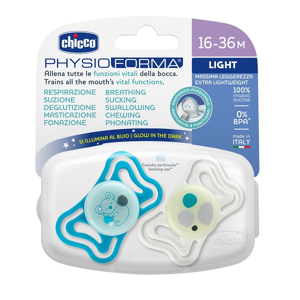 CHICCO SUCCHIETTO LIGHT LUMI SILICONE 16-36M 2 PEZZI - Farmafamily.it
