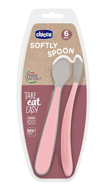 CHICCO CUCCHIAIO IN SILICONE DOPPIO ROSA 6M+ - Farmafamily.it