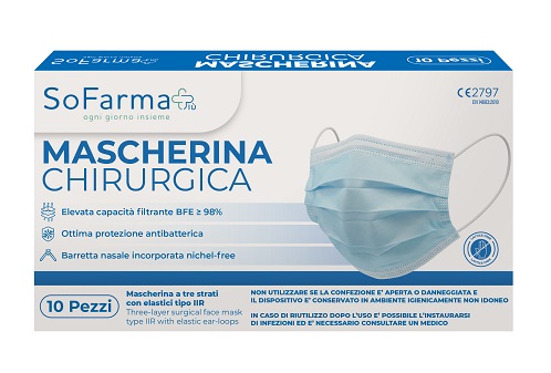 MASCHERINA CHIRURGICA HIGH PROTECTION MASK COLORE BLU 10 PEZZI - Farmafamily.it